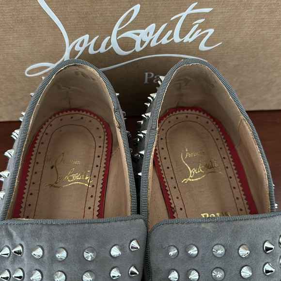 Christian Louboutin Gray Studded Men's Shoes - Picture 5 of 11